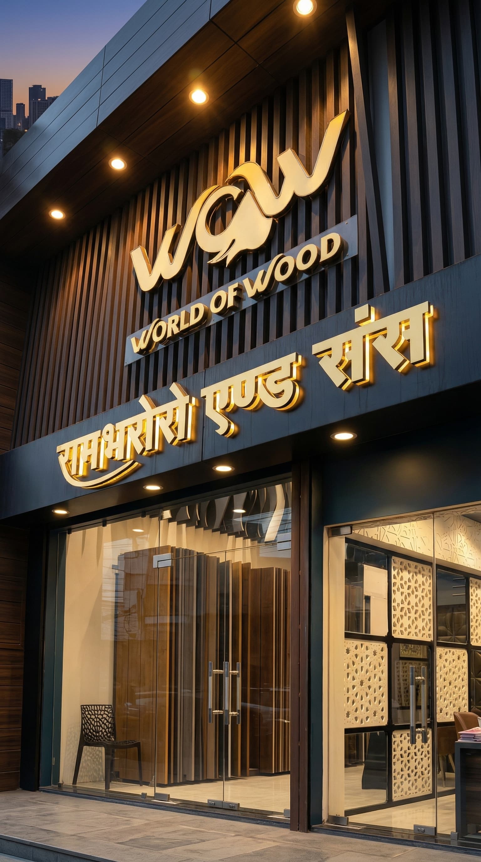 World of Wood showroom exterior — Gwalior